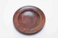 Black walnut crotch burl wooden jewelry dish, top view at 0°, showing intact burl figure and dark chocolate tones