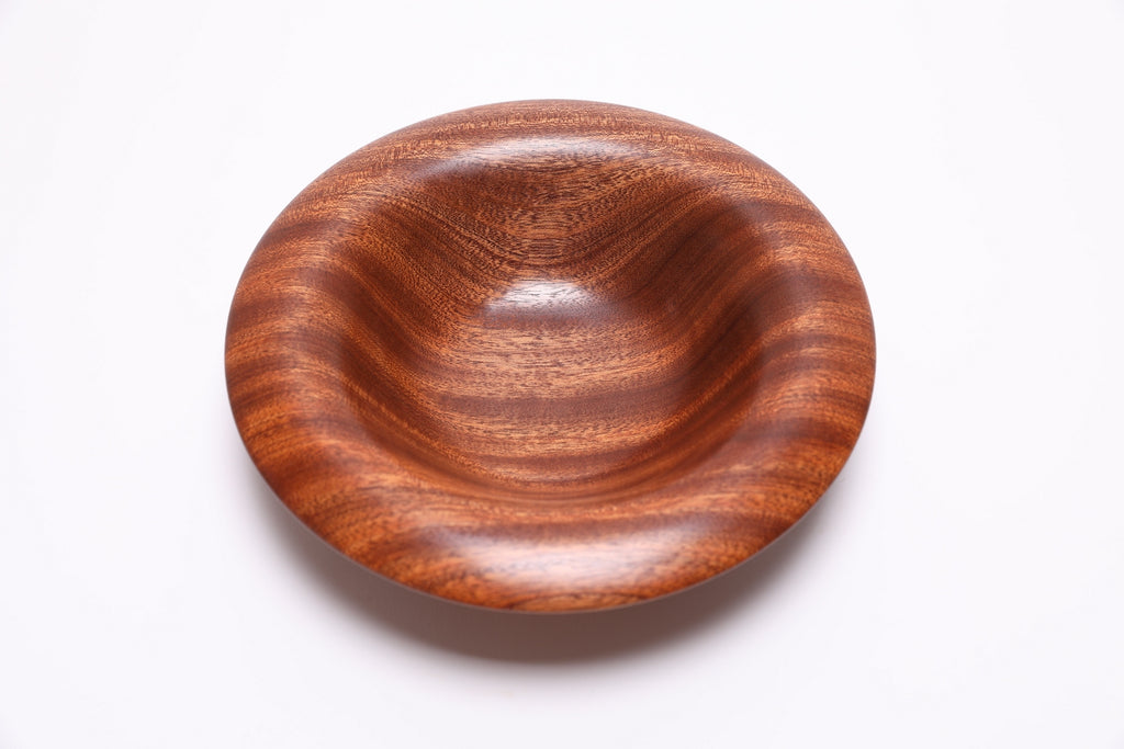 #2825 Ribbon Sapele Mushroom Rim Wooden Bowl  (8 1/2" x 2")