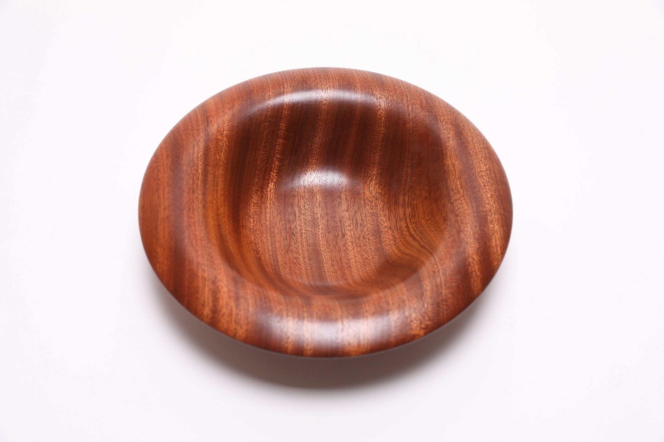 #2825 Ribbon Sapele Mushroom Rim Wooden Bowl  (8 1/2" x 2")