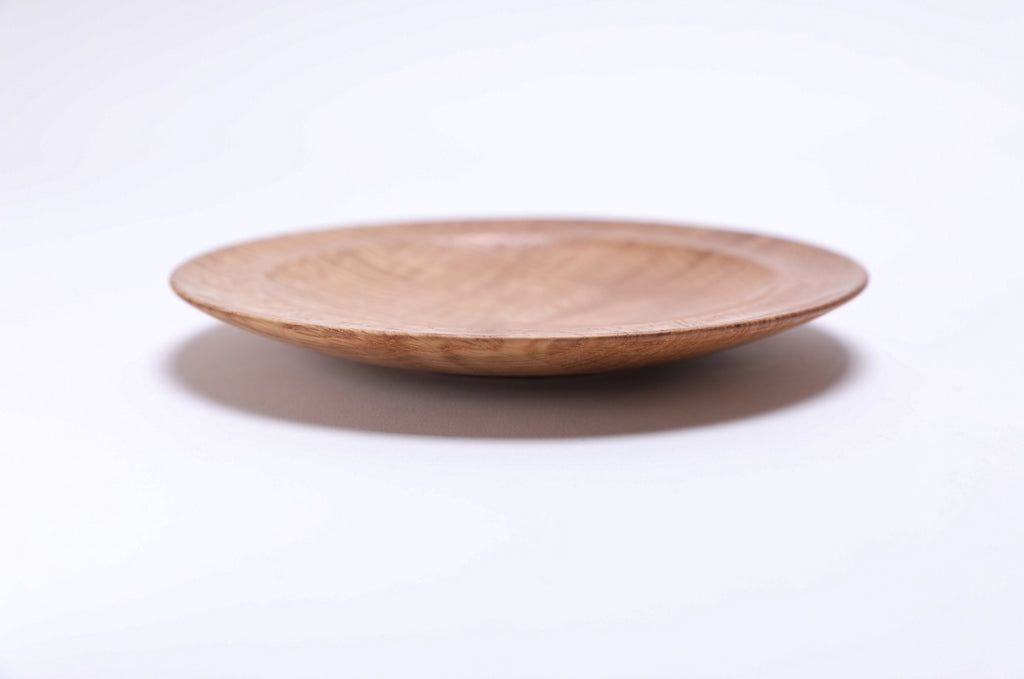 White oak crotch burl ring dish – side view, 0° – oil finish, raised foot – Sanders Woodworking