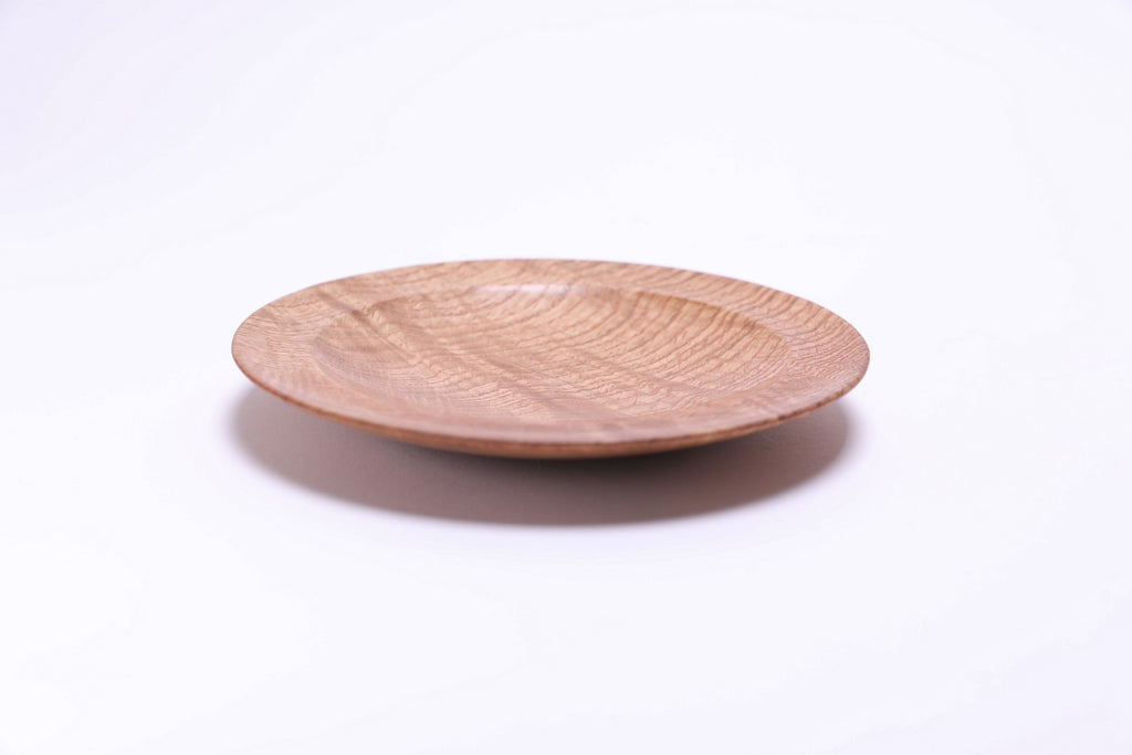White oak crotch burl ring dish – side view, 180° – oil finish, raised foot – Sanders Woodworking