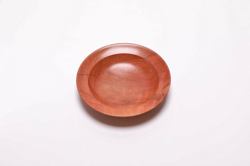 Wild black cherry wooden ring dish, top view, 0°, food-safe oil finish, 4 5/8 x 7/8 inches