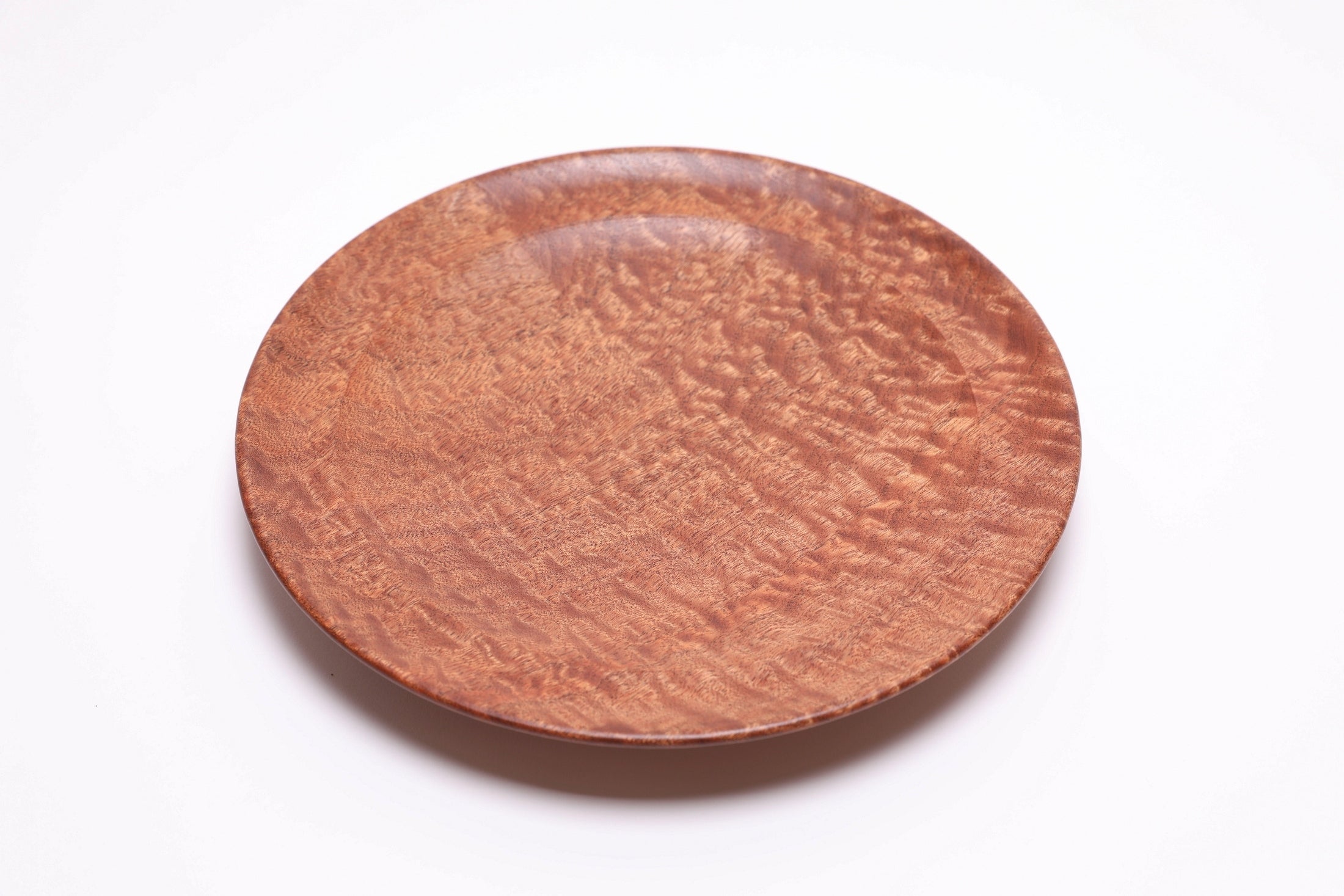 Pommele sapele shallow bowl top view 6, full surface grain detail