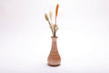 Handcrafted tiger maple weed pot with dried flowers (not included), side view – chatoyant figure and natural oil finish, 2 3/4" x 5 1/4"
