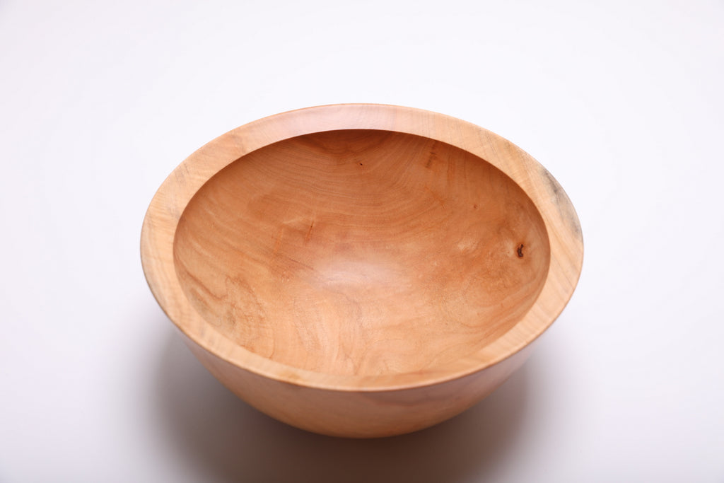 Top view of handmade spalted sugar maple bowl highlighting natural spalting grain detail and smooth interior surface