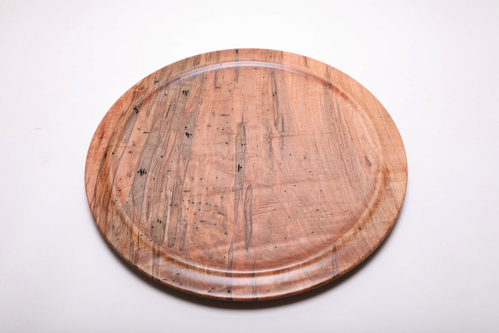 #1946 Wormy Ambrosia Maple Wooden Platter  17 1/2” X 1 1/2”