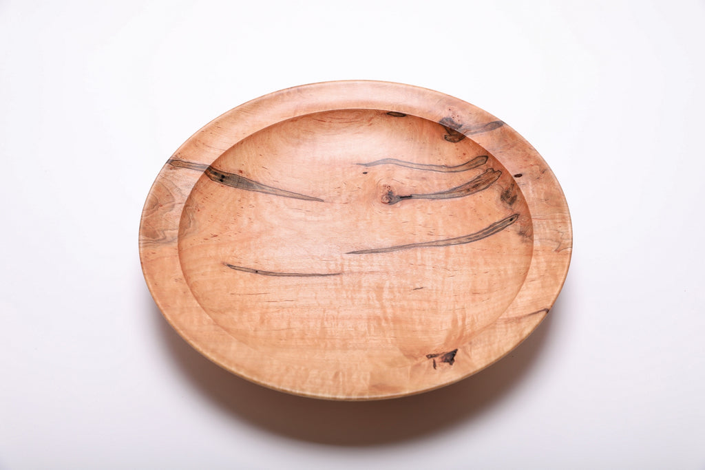 #2843 Shallow Tiger Ambrosia Maple Wooden Bowl  (12 3/8 x 2 3/8")