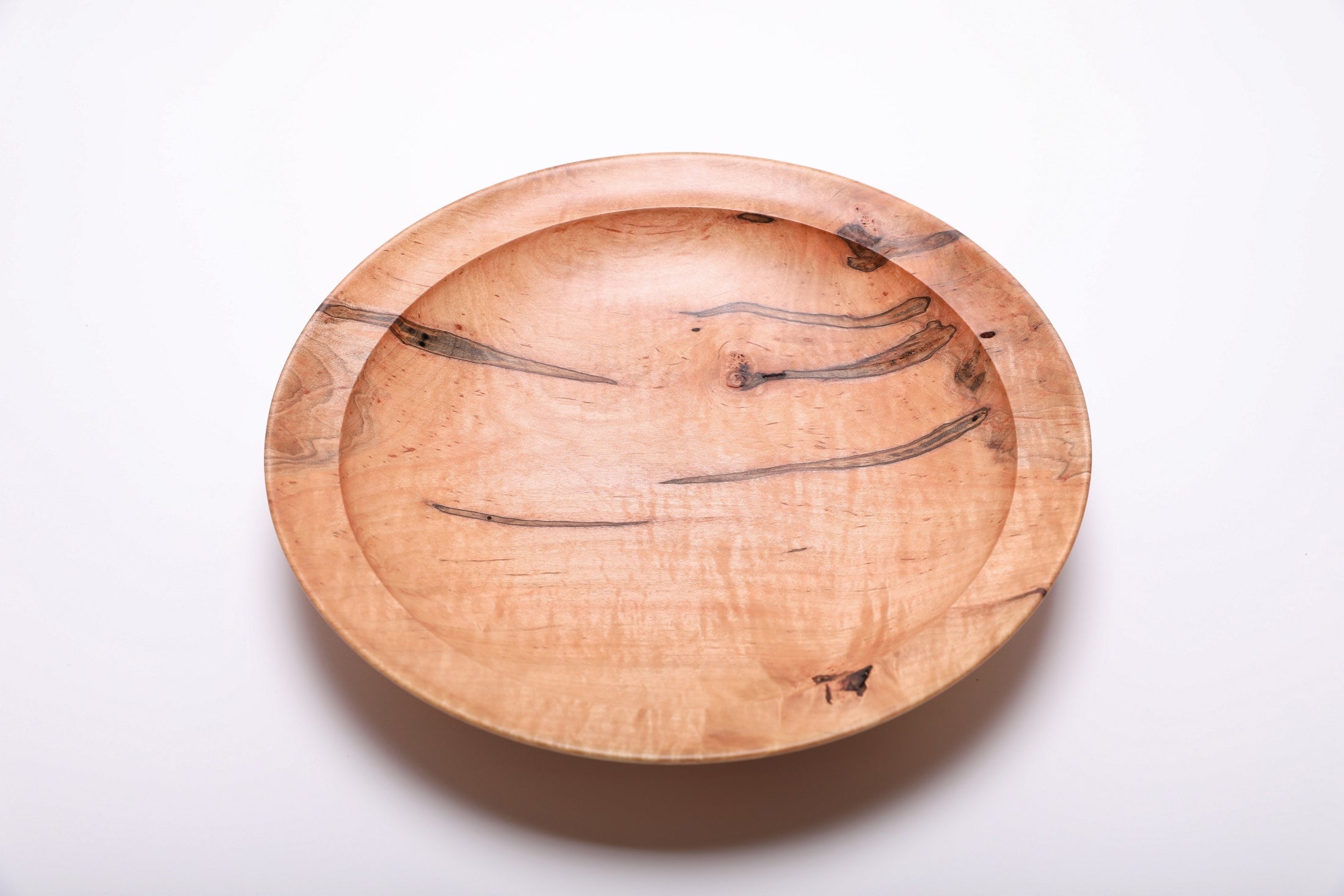 #2843 Shallow Tiger Ambrosia Maple Wooden Bowl  (12 3/8 x 2 3/8")