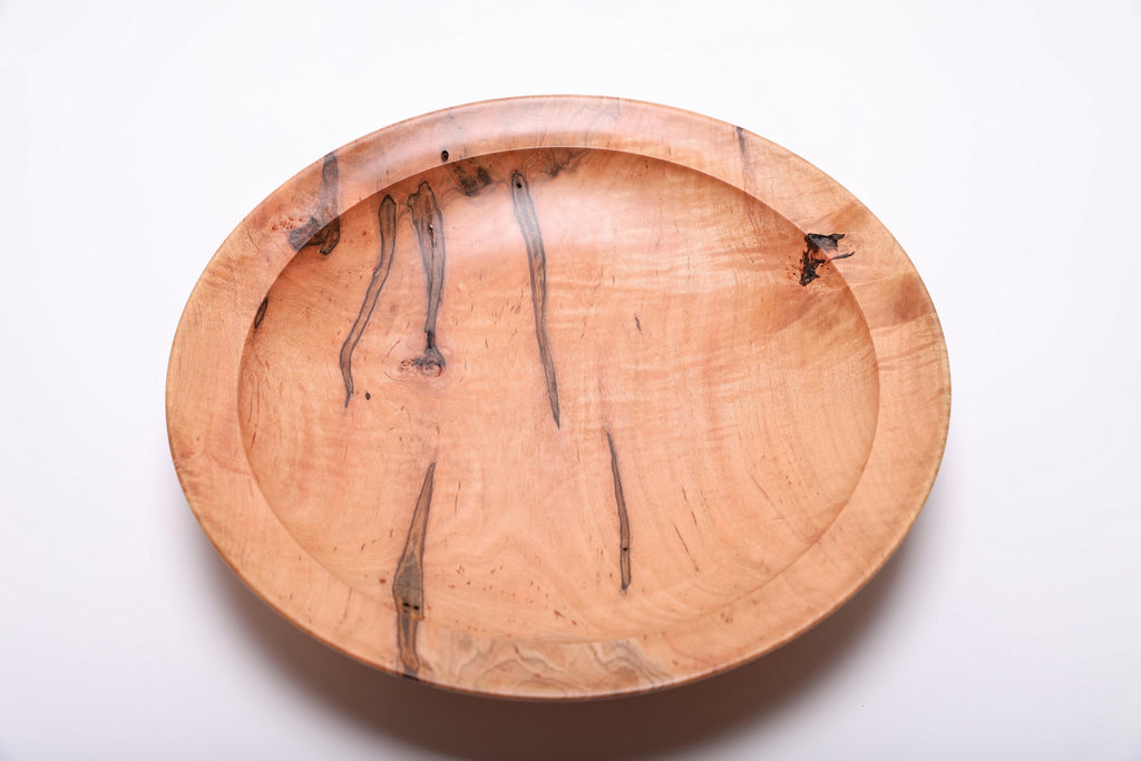 #2843 Shallow Tiger Ambrosia Maple Wooden Bowl  (12 3/8 x 2 3/8")