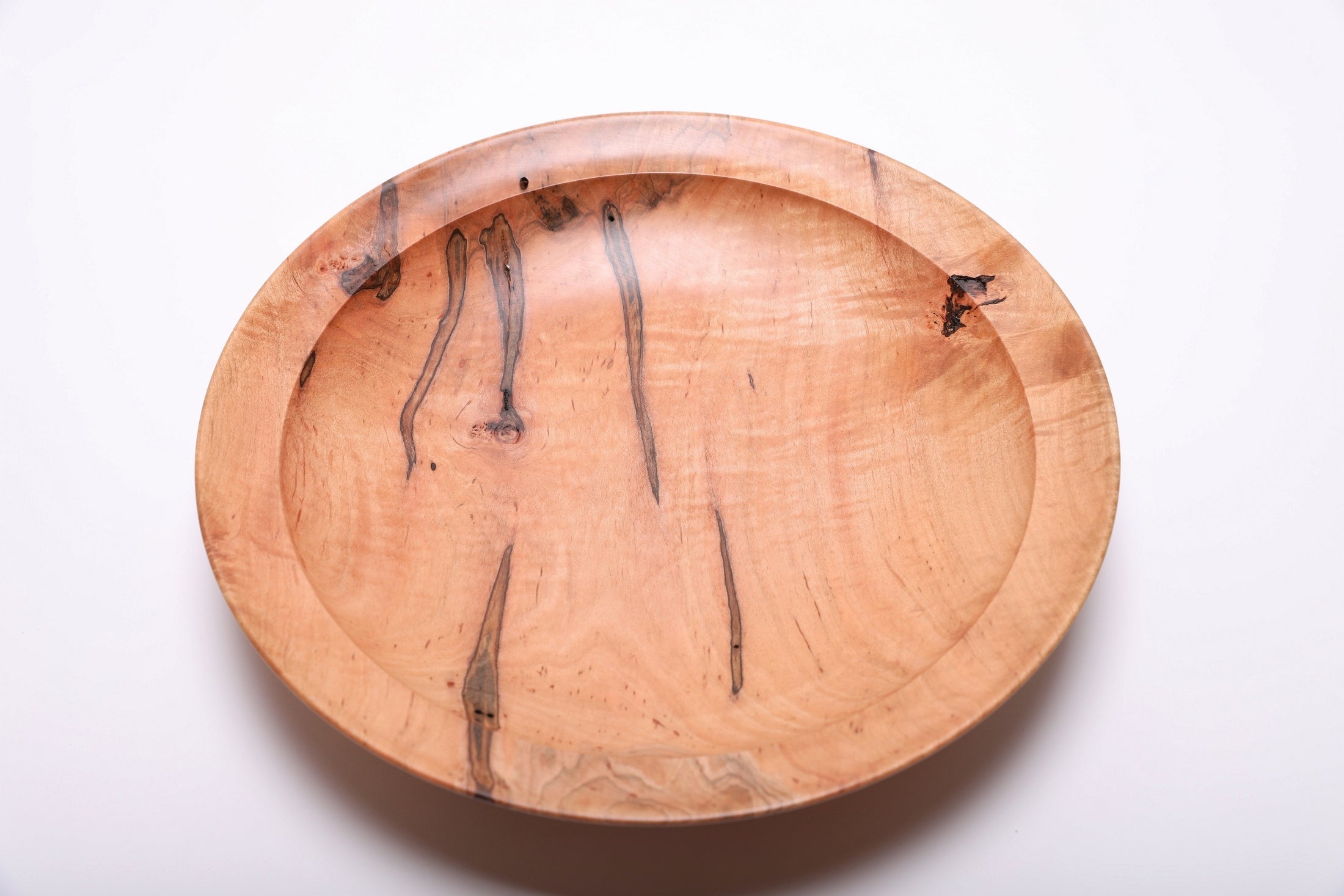 #2843 Shallow Tiger Ambrosia Maple Wooden Bowl  (12 3/8 x 2 3/8")