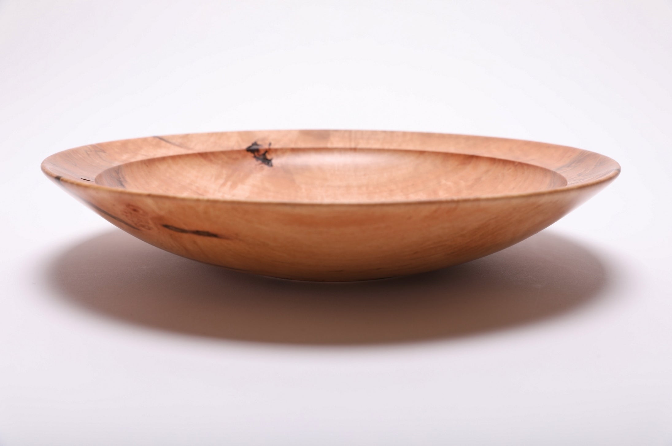 #2843 Shallow Tiger Ambrosia Maple Wooden Bowl  (12 3/8 x 2 3/8")