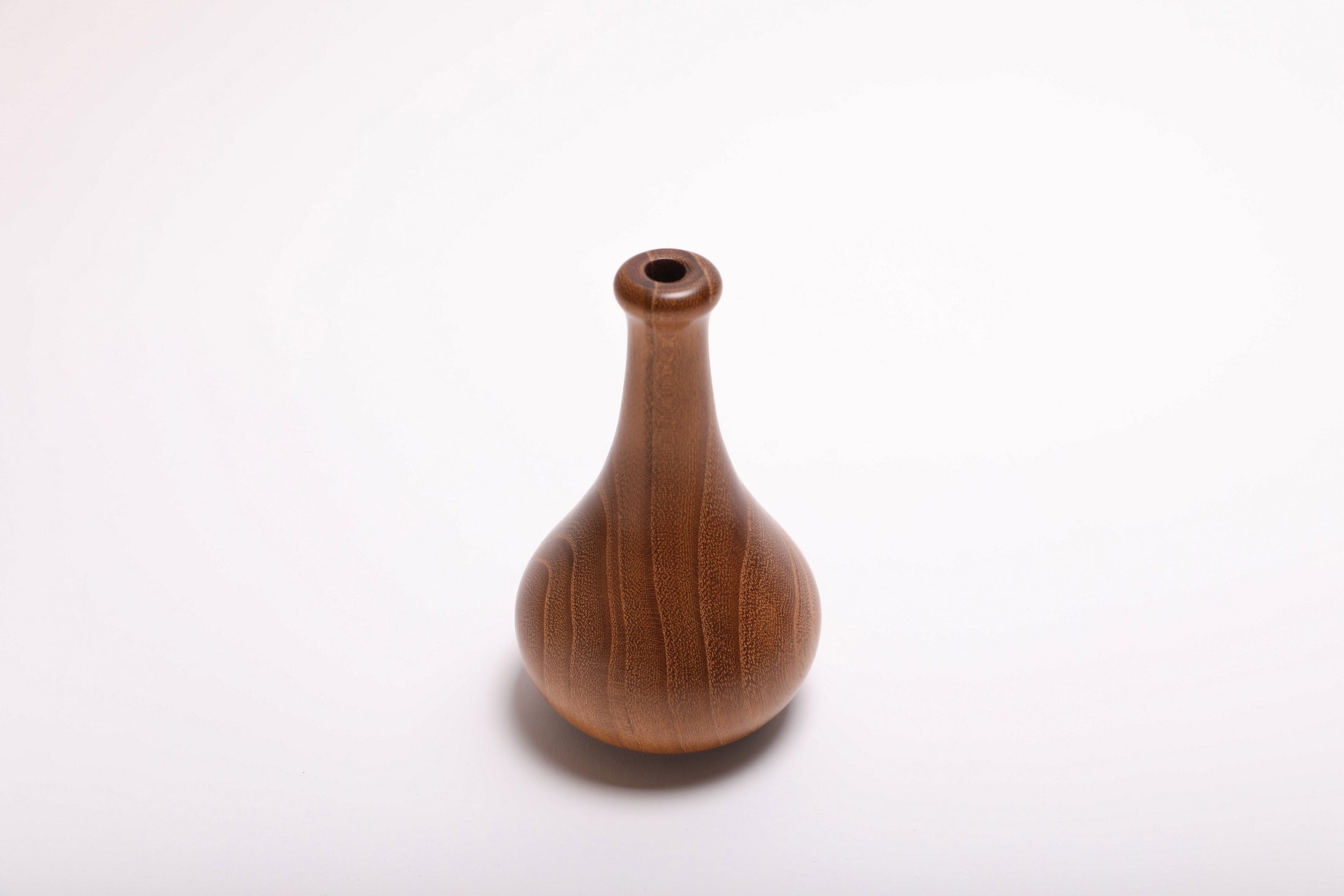 Side view of black locust wood dry vase rotated 270 degrees displaying full form and natural wood grain variation