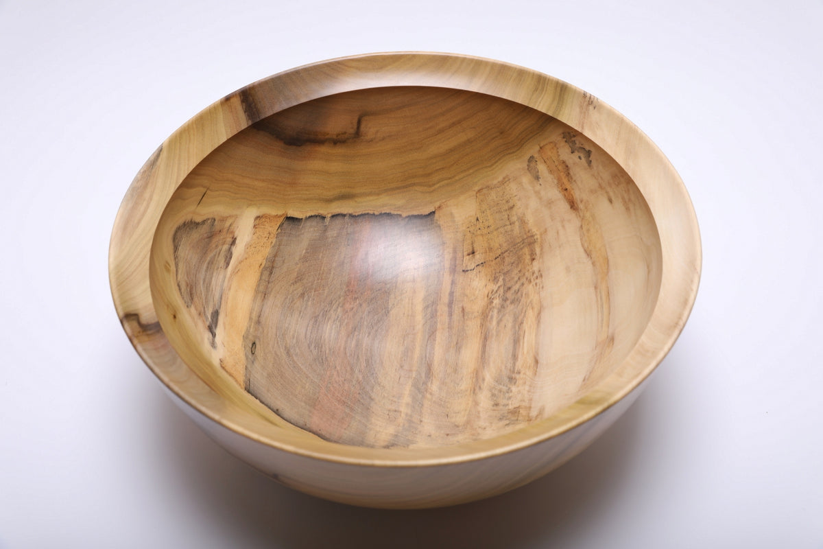 Overhead view of the 14½-inch rainbow tulip poplar bowl