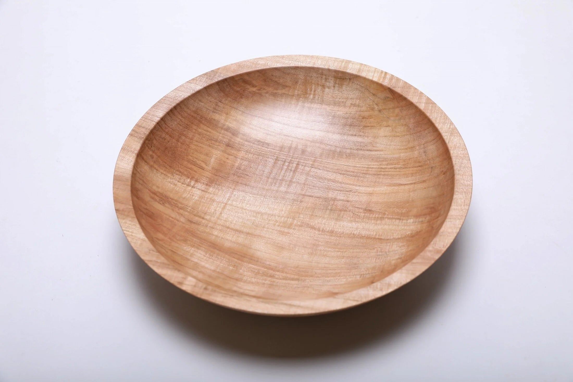 #2053 Spalted Fiddleback Maple Wooden Bowl  10 1/4” X 2 1/4”