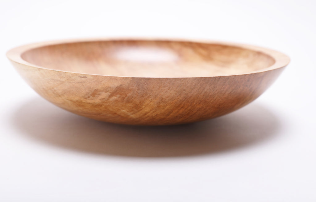 #2053 Spalted Fiddleback Maple Wooden Bowl  10 1/4” X 2 1/4”
