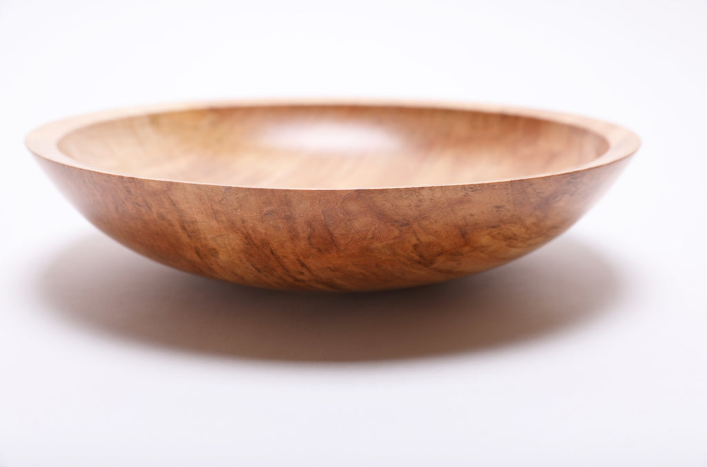 #2053 Spalted Fiddleback Maple Wooden Bowl  10 1/4” X 2 1/4”