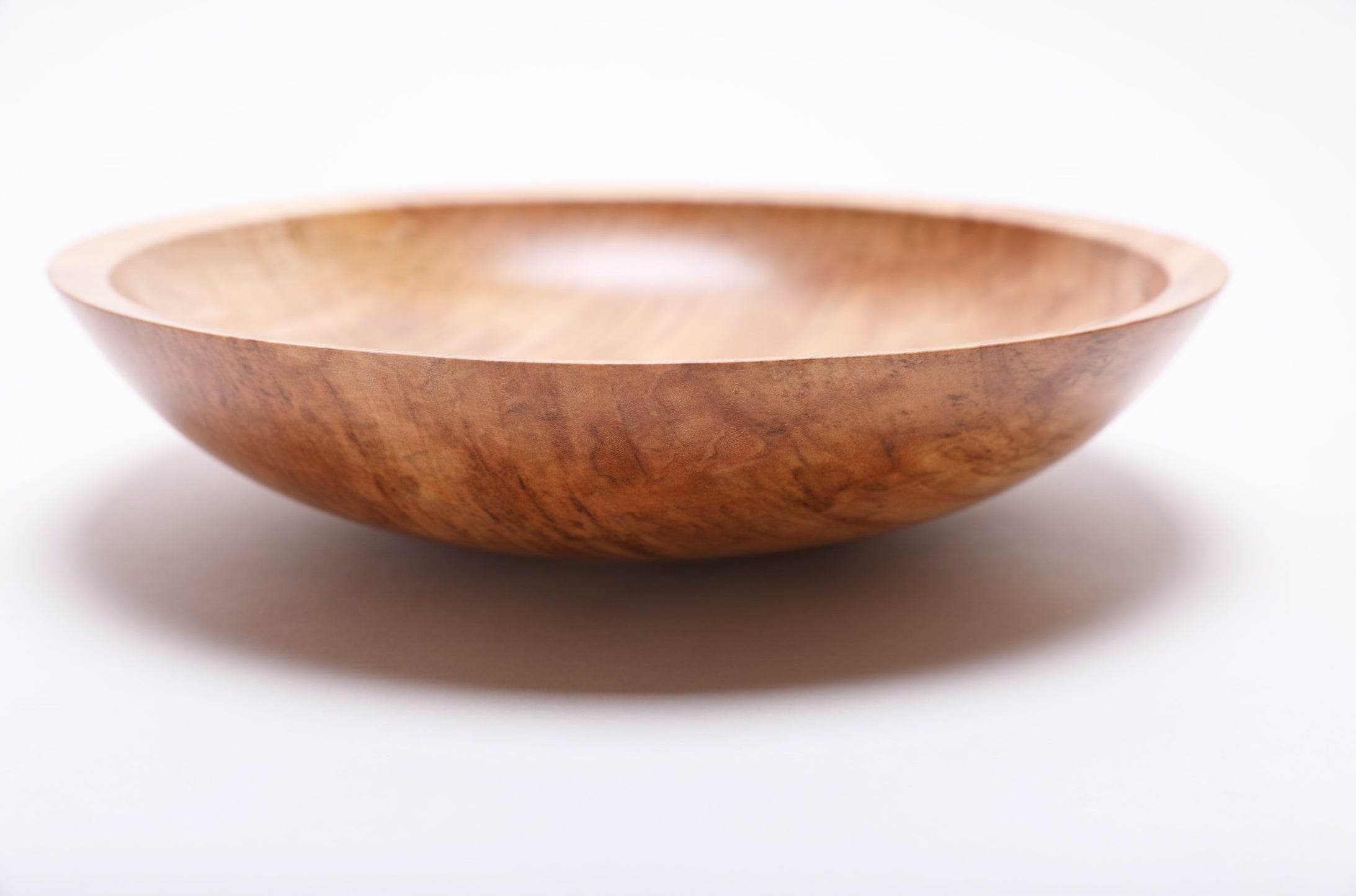 #2053 Spalted Fiddleback Maple Wooden Bowl  10 1/4” X 2 1/4”