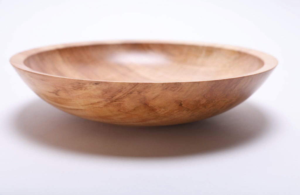 #2053 Spalted Fiddleback Maple Wooden Bowl  10 1/4” X 2 1/4”