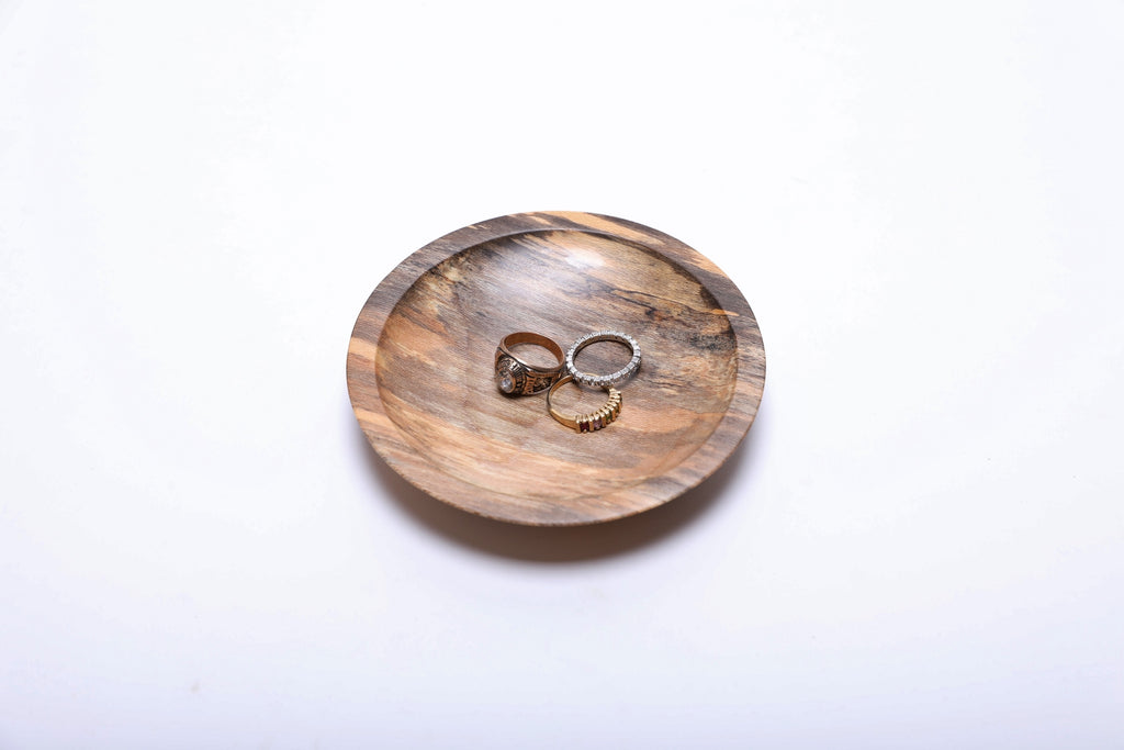 #2206 Small Spalted Sweet Gum Wooden Jewelry Dish  4 3/4" x 7/8"  Wooden Ring Dish