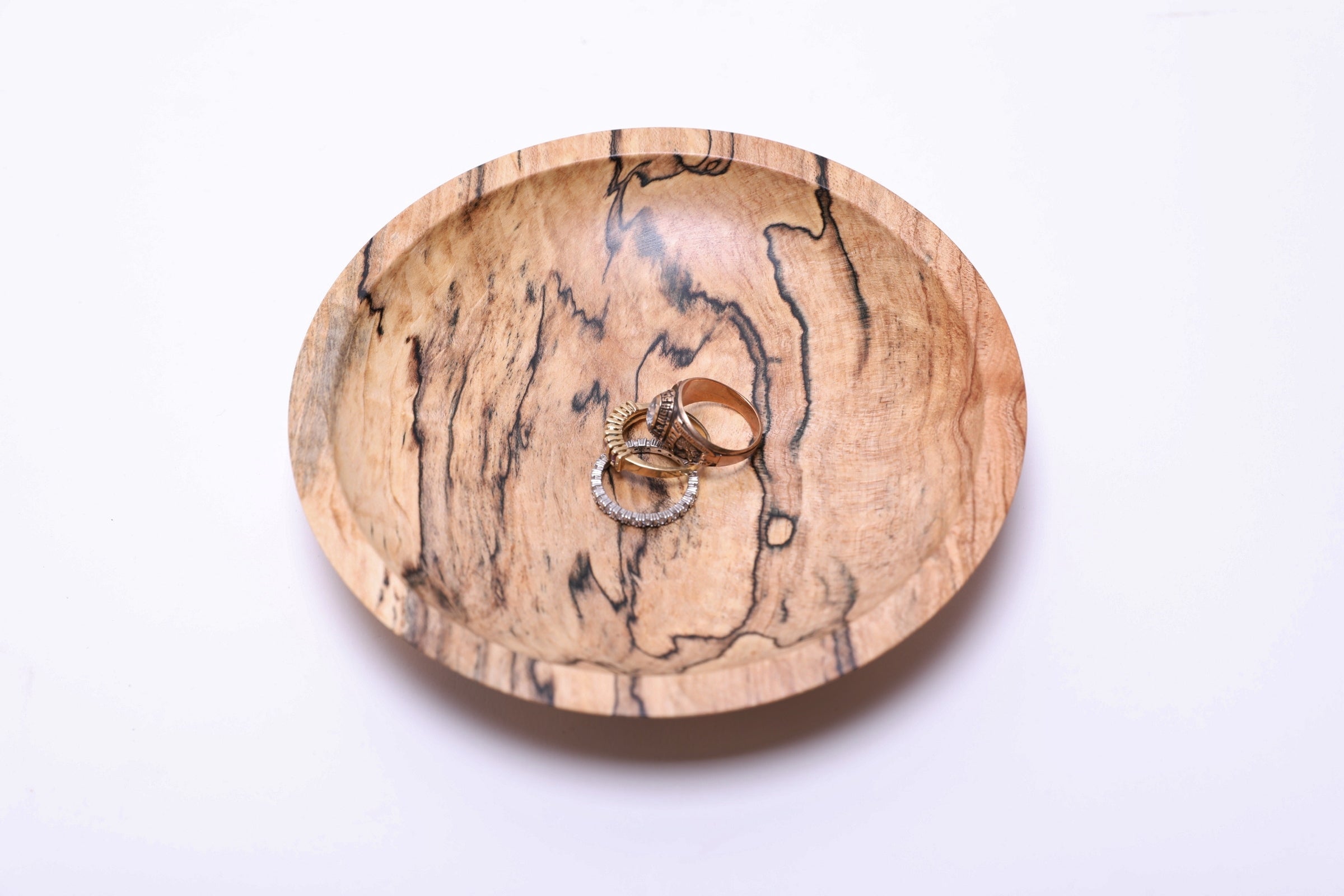 #2375 Spalted Hackberry Wooden Ring and Trinket Dish  5 7/8" x 1"