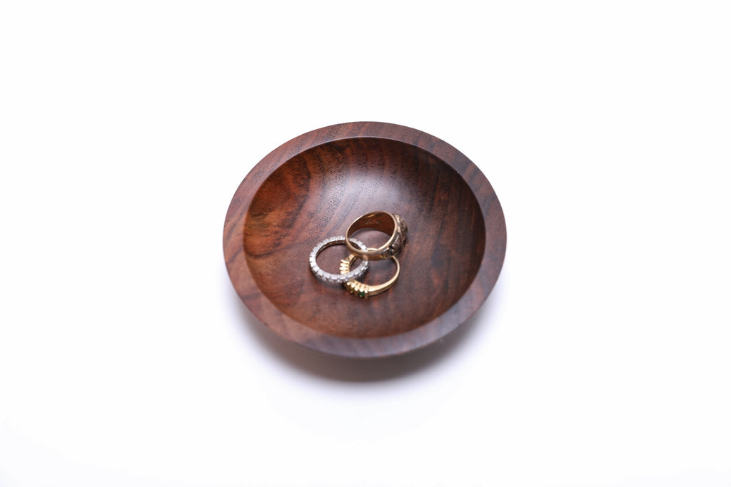 #2431 Claro Walnut Wooden Ring Dish  4 1/8" x 1"