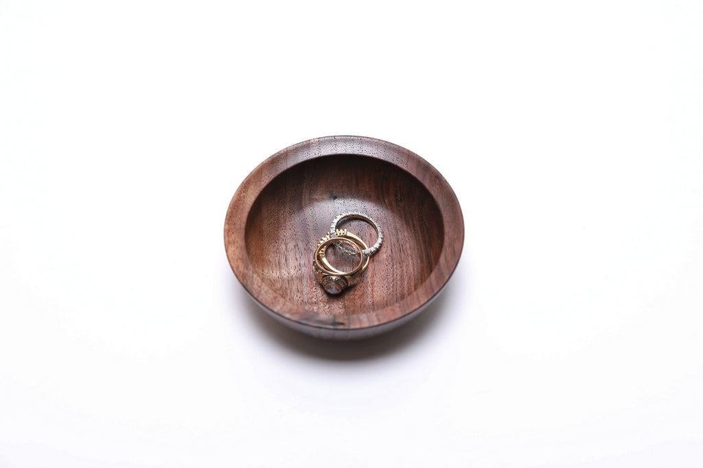 #2499 Wild Black Walnut Wooden Jewelry Bowl  3 3/4" x 1 1/4"