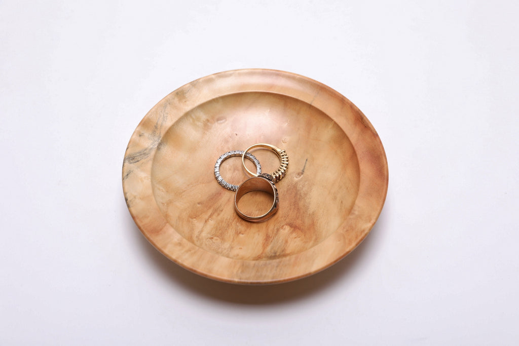 #2500 Box Elder Burl Wooden Ring Dish  4 3/4" x 1"