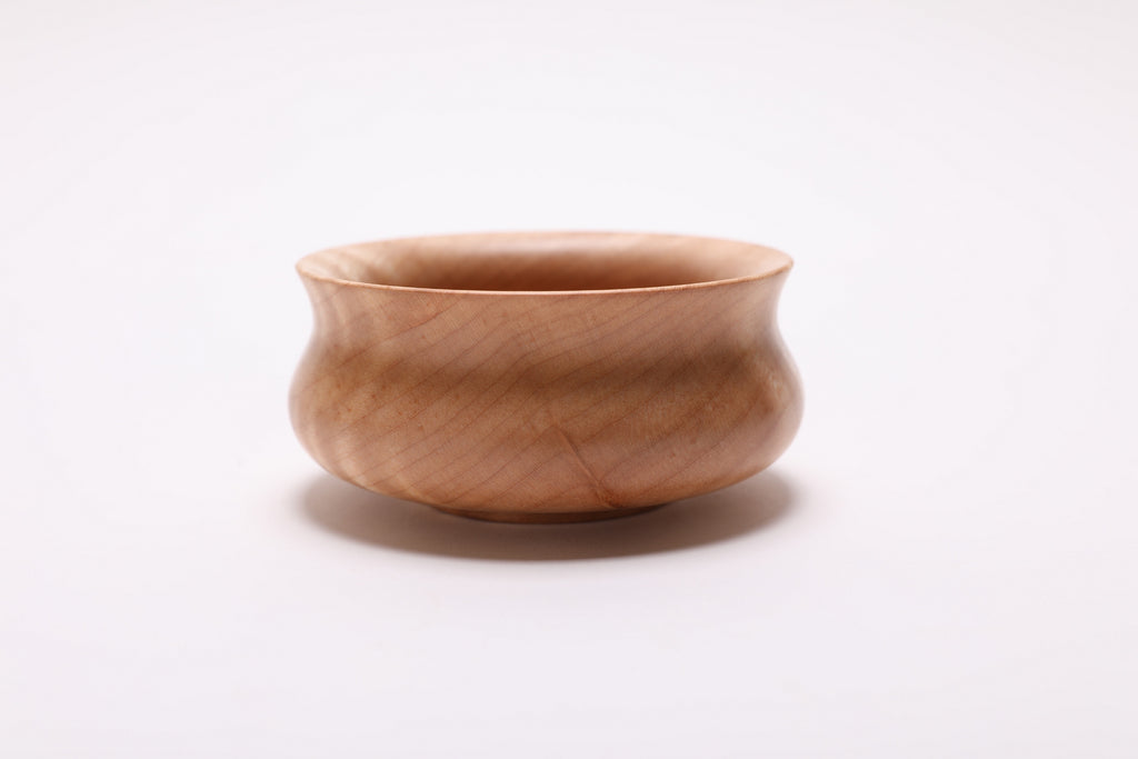 #2507 Tiger Maple Wooden Potbelly Bowl  4 1/8" x 2"