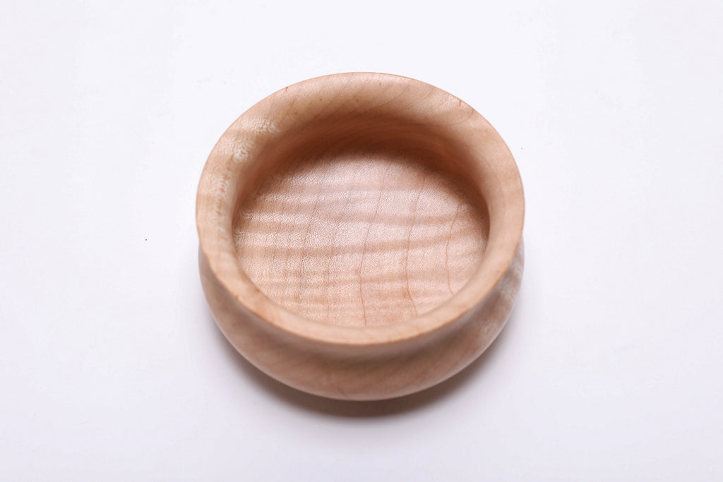 #2507 Tiger Maple Wooden Potbelly Bowl  4 1/8" x 2"