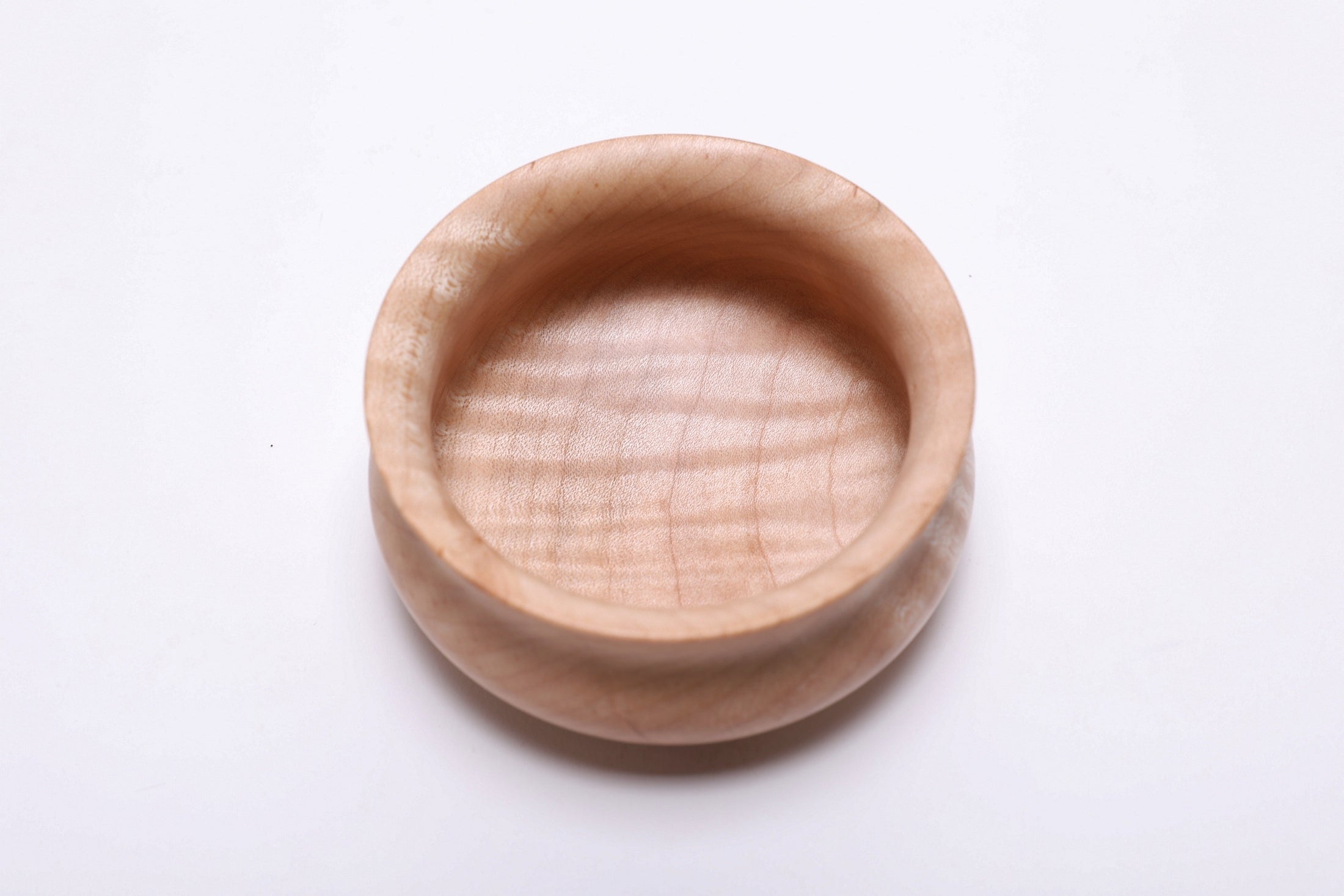 #2507 Tiger Maple Wooden Potbelly Bowl  4 1/8" x 2"