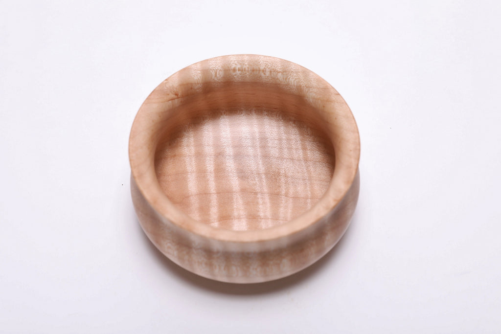 #2507 Tiger Maple Wooden Potbelly Bowl  4 1/8" x 2"