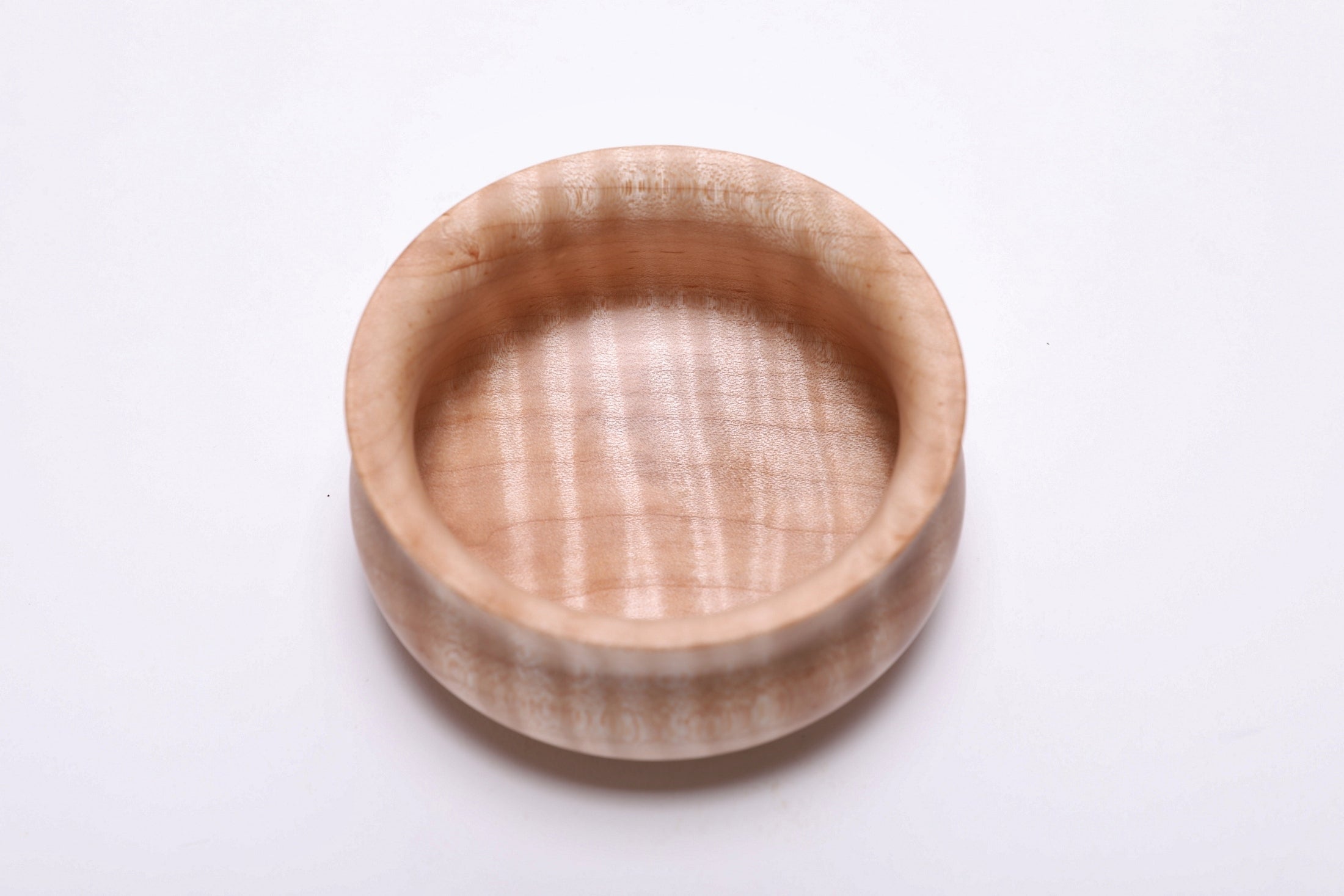 #2507 Tiger Maple Wooden Potbelly Bowl  4 1/8" x 2"