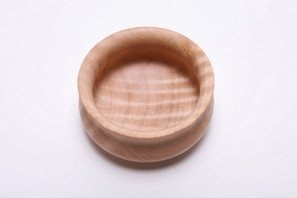 #2507 Tiger Maple Wooden Potbelly Bowl  4 1/8" x 2"