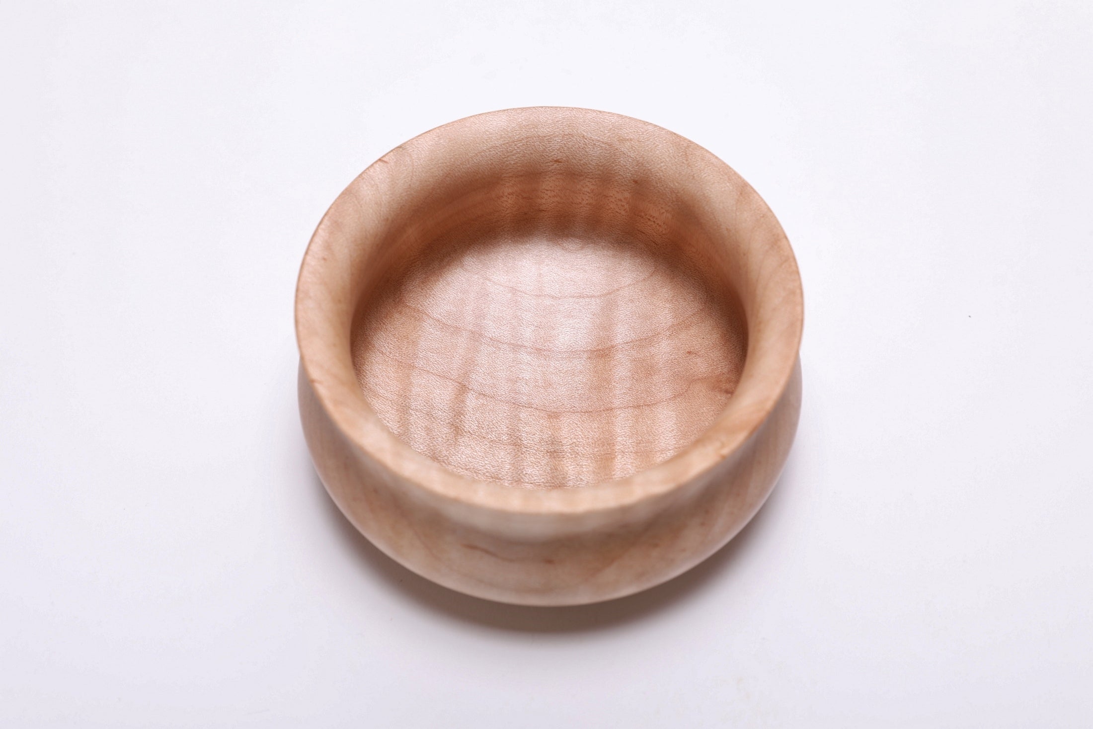 #2507 Tiger Maple Wooden Potbelly Bowl  4 1/8" x 2"