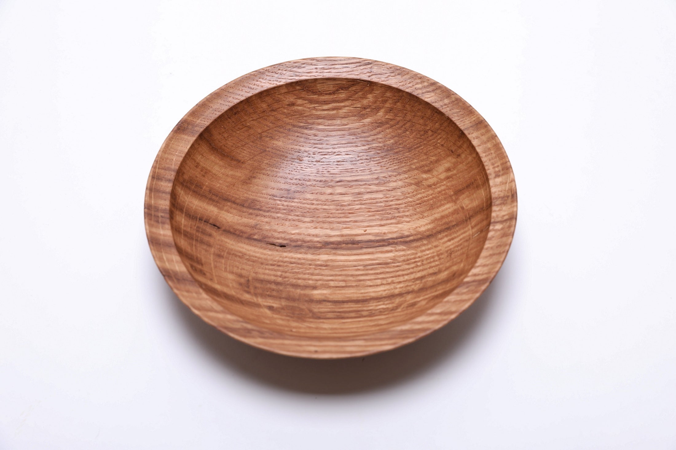 #2510 Wormy Quartersawn White Oak Wooden Bowl  7 3/8" x 1 3/4"