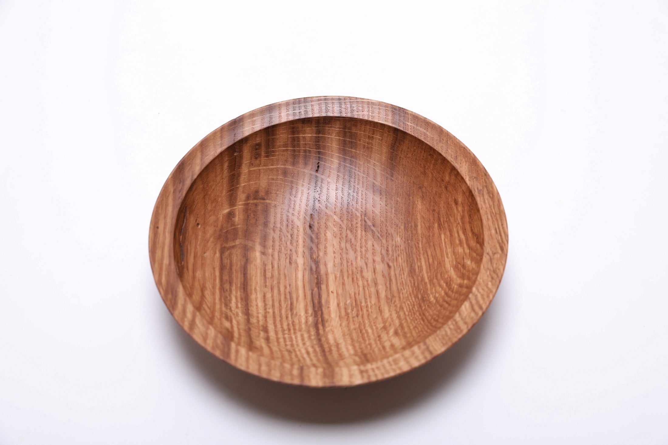 #2510 Wormy Quartersawn White Oak Wooden Bowl  7 3/8" x 1 3/4"