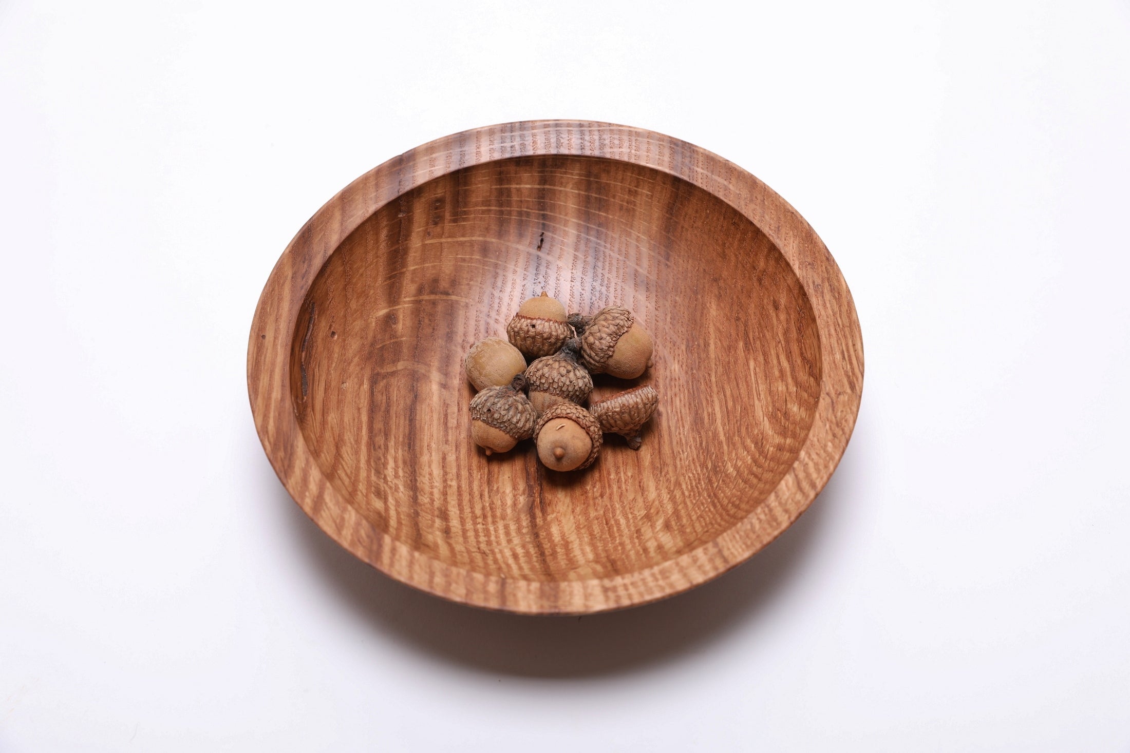 #2510 Wormy Quartersawn White Oak Wooden Bowl  7 3/8" x 1 3/4"