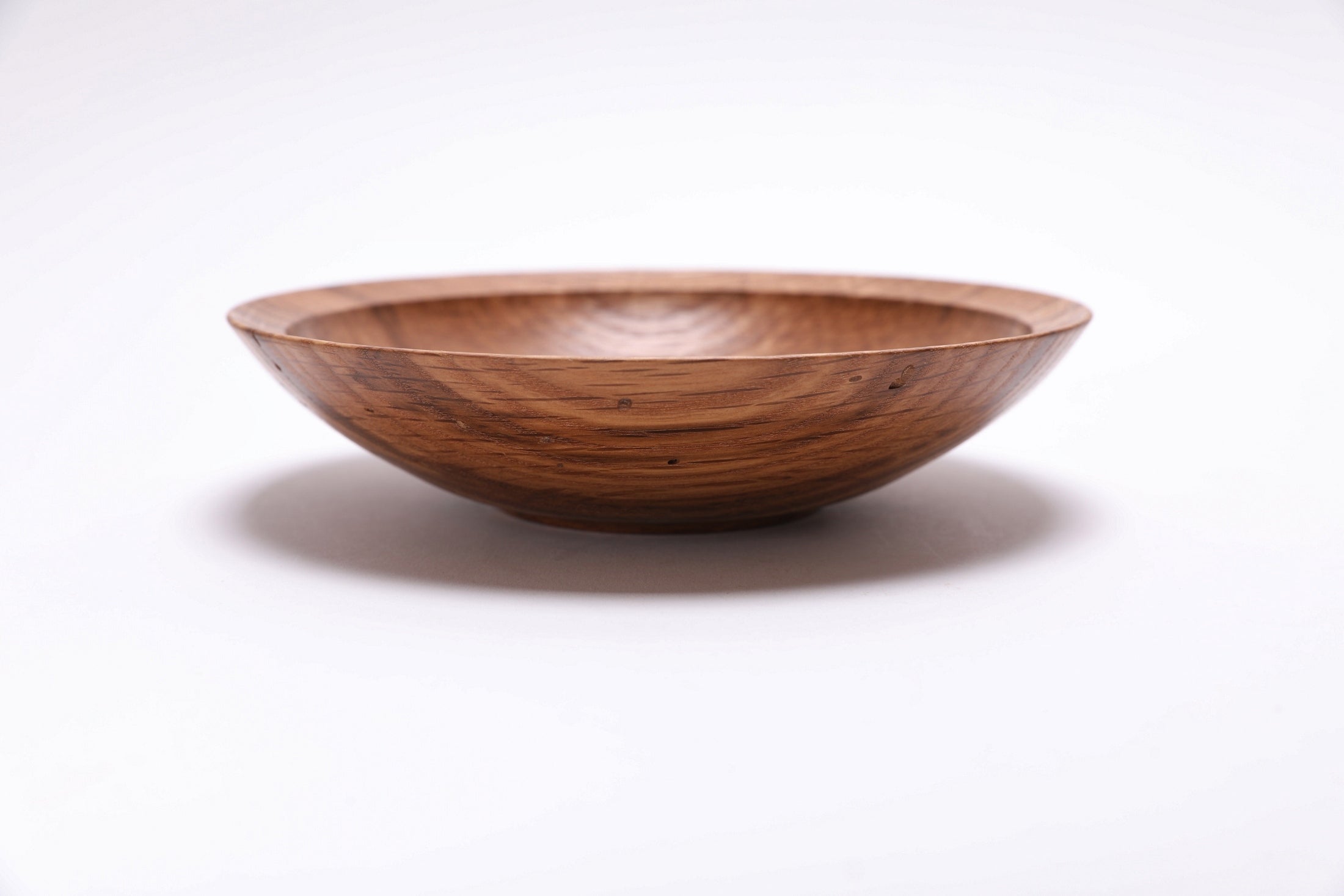 #2510 Wormy Quartersawn White Oak Wooden Bowl  7 3/8" x 1 3/4"