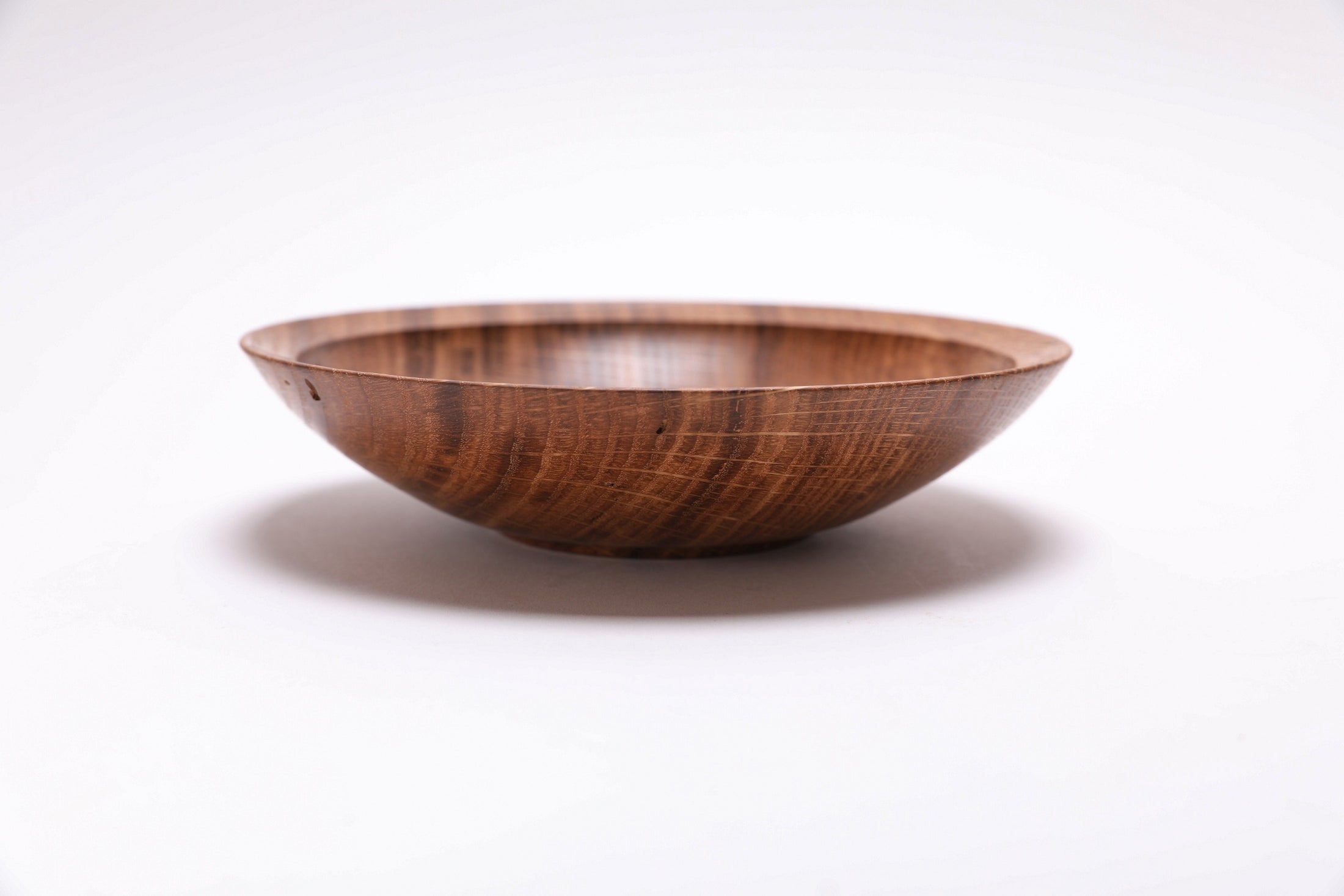#2510 Wormy Quartersawn White Oak Wooden Bowl  7 3/8" x 1 3/4"