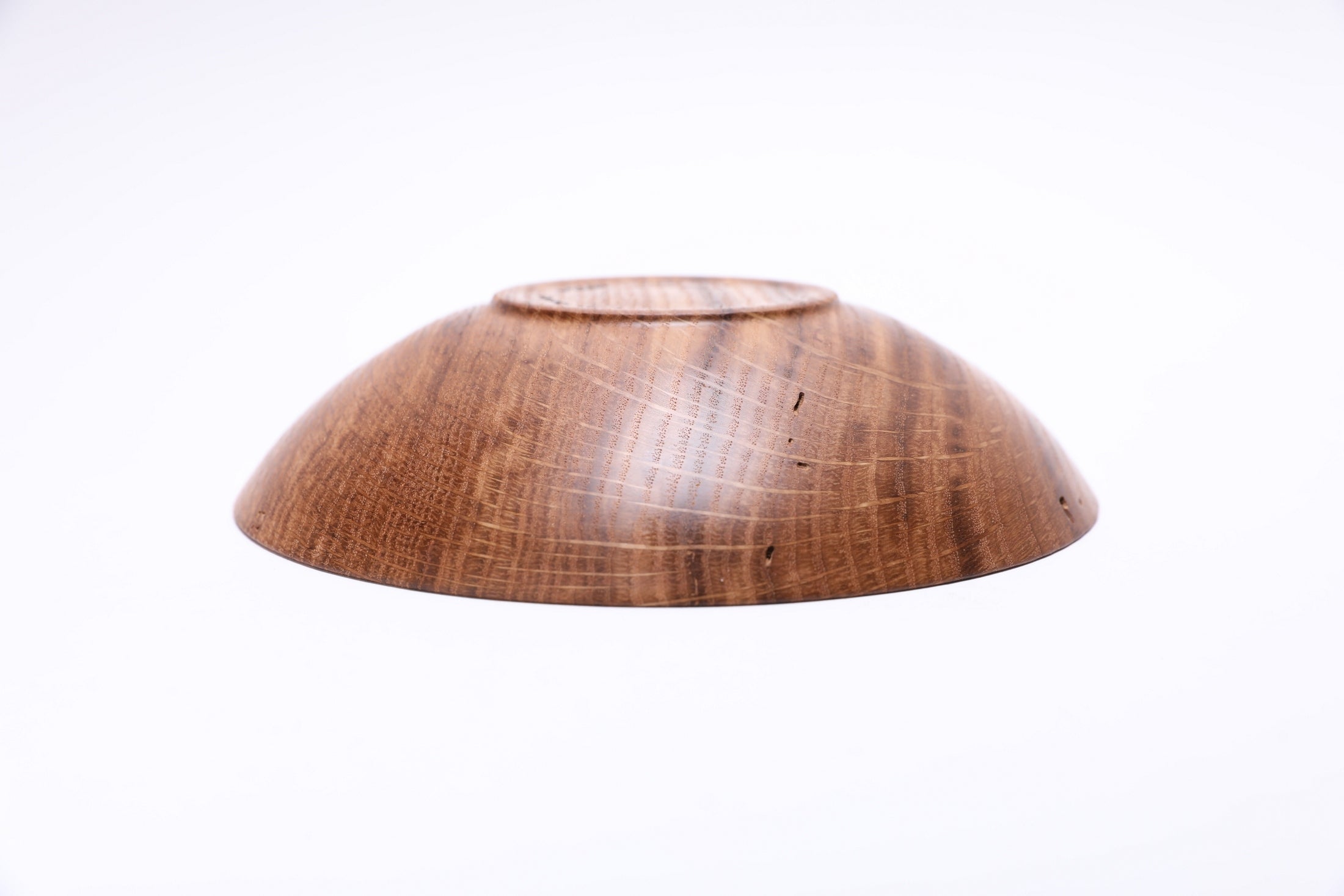 #2510 Wormy Quartersawn White Oak Wooden Bowl  7 3/8" x 1 3/4"