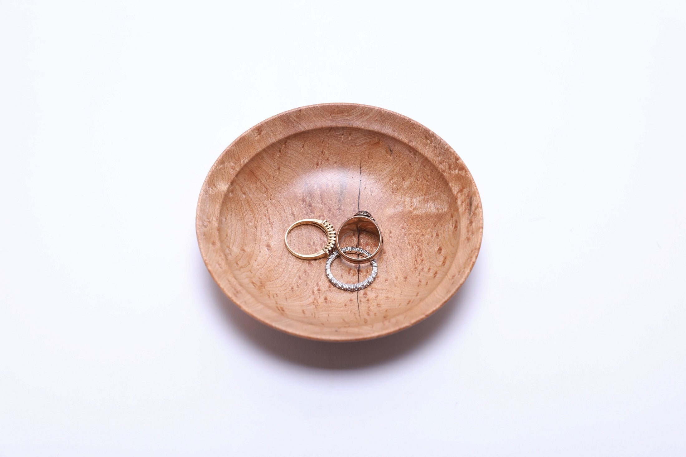 #2523 Birdseye Maple Wooden Ring Bowl  4 3/4" x 1 3/4"
