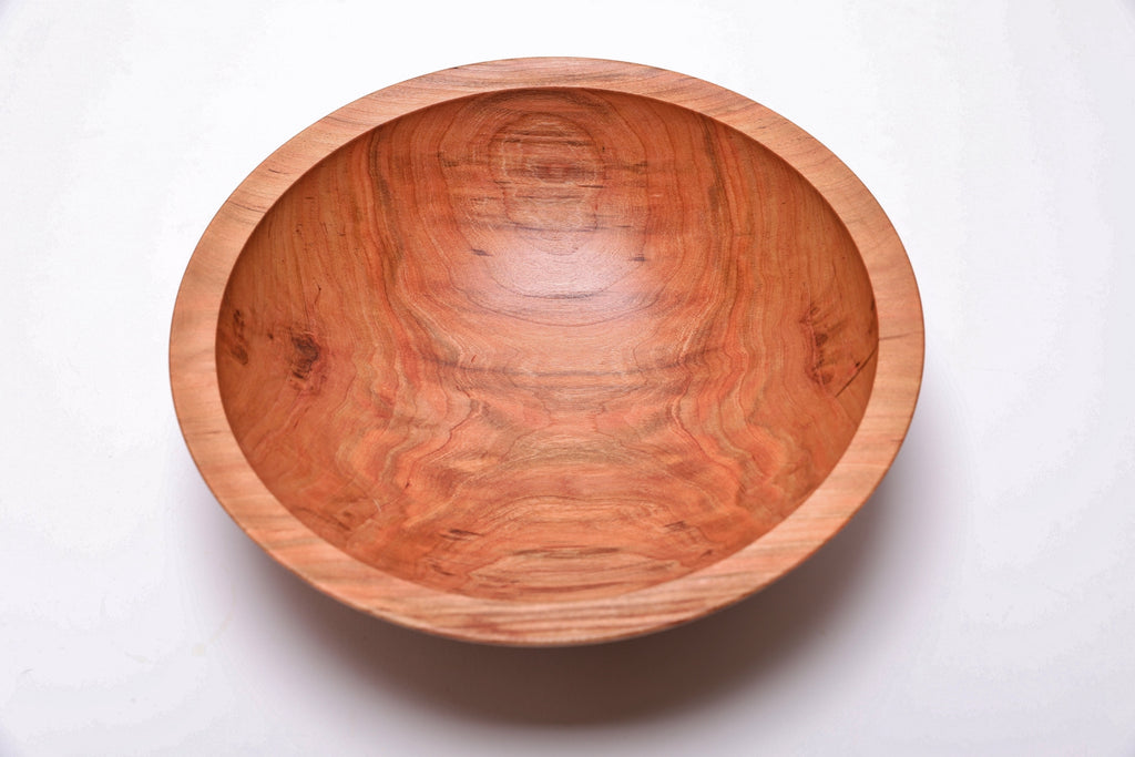 #2579 Curly Wild Black Cherry Wooden Fruit and Salad Bowl  10 5/8" x 3 1/8"