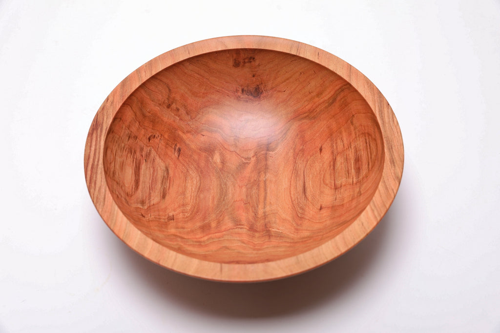 #2579 Curly Wild Black Cherry Wooden Fruit and Salad Bowl  10 5/8" x 3 1/8"