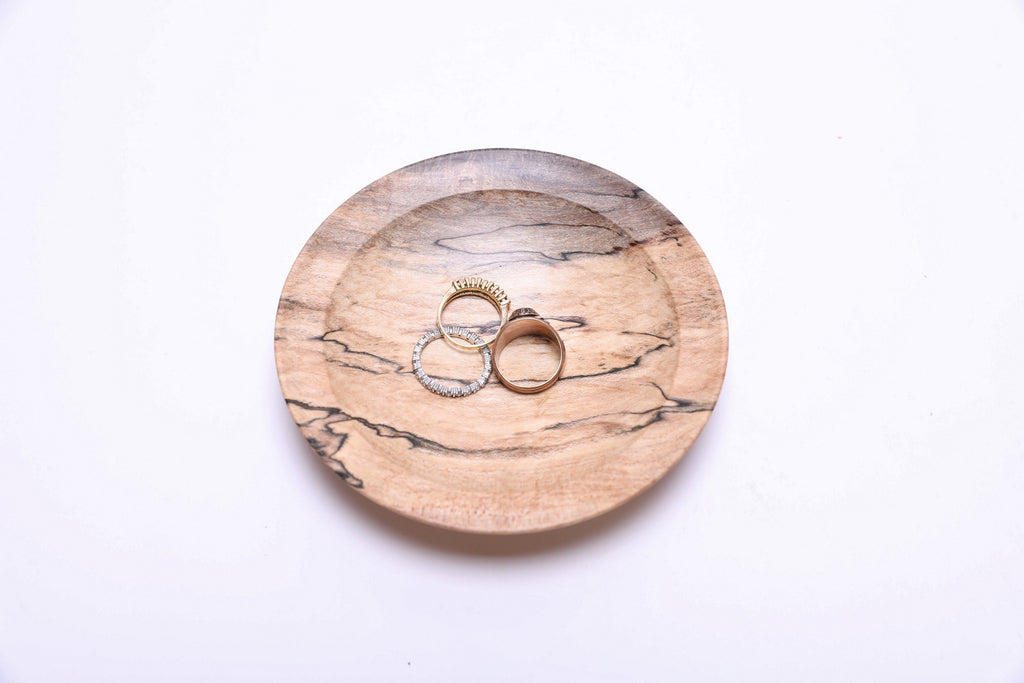 #2590 Spalted Hackberry Wooden Ring Dish  4 7/8" x 1"