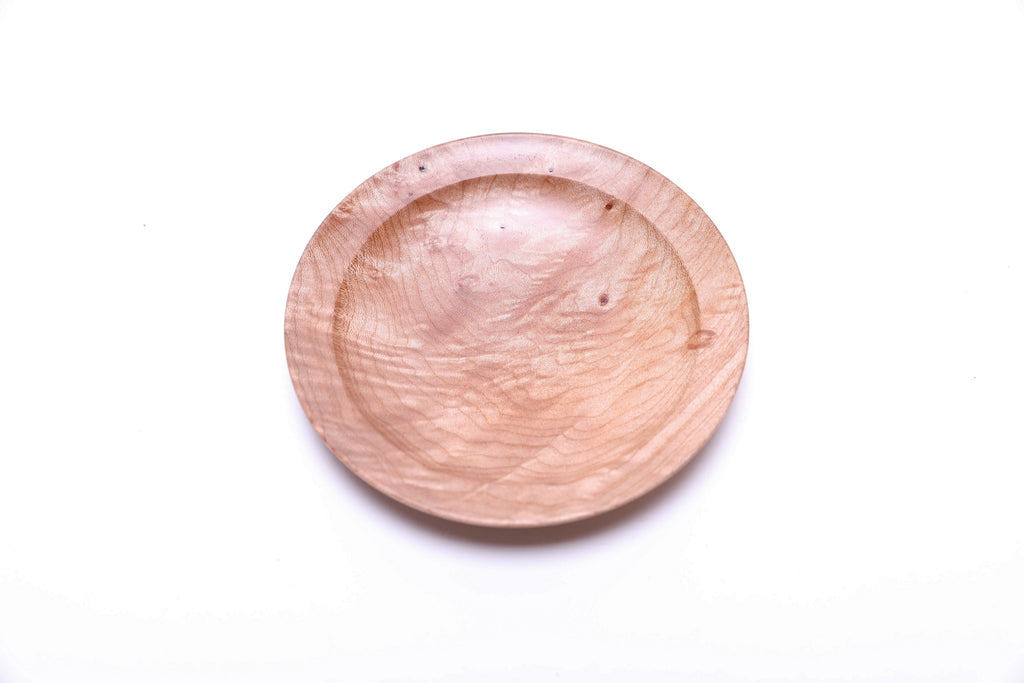 #2597 Quilted Big Leaf Maple Wooden Ring Dish  5" x 3/4"