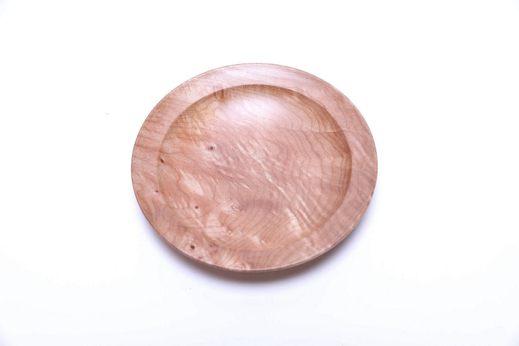 #2597 Quilted Big Leaf Maple Wooden Ring Dish  5" x 3/4"