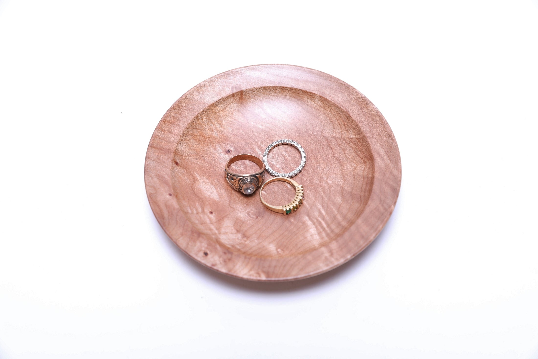 #2597 Quilted Big Leaf Maple Wooden Ring Dish  5" x 3/4"