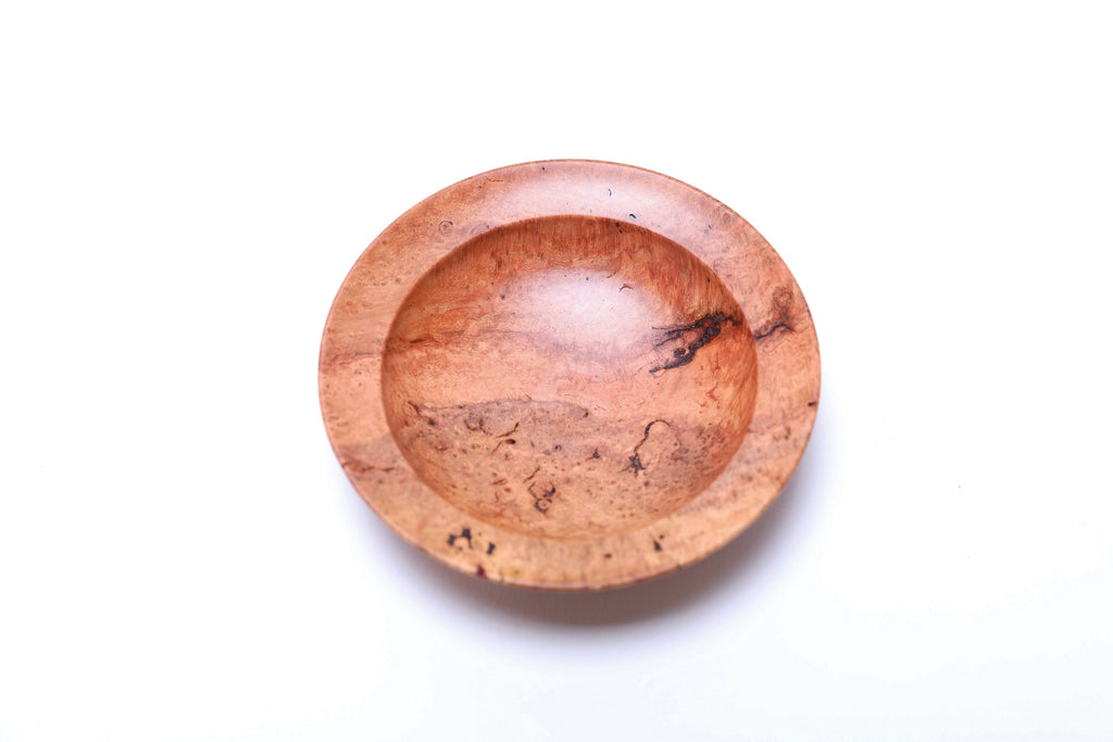 #2613 Small Birdseye Wild Black Cherry Burl Wooden Bowl  3 7/8" x 1"