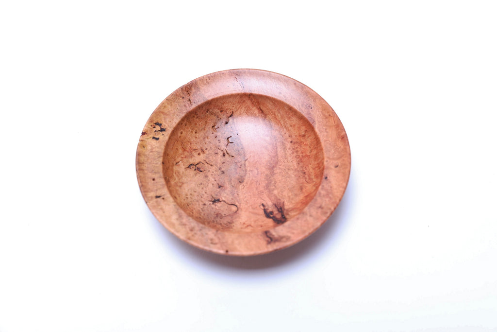 #2613 Small Birdseye Wild Black Cherry Burl Wooden Bowl  3 7/8" x 1"