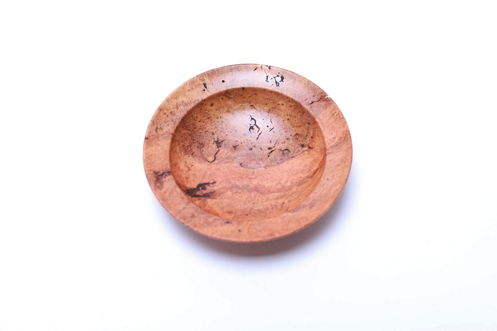 #2613 Small Birdseye Wild Black Cherry Burl Wooden Bowl  3 7/8" x 1"
